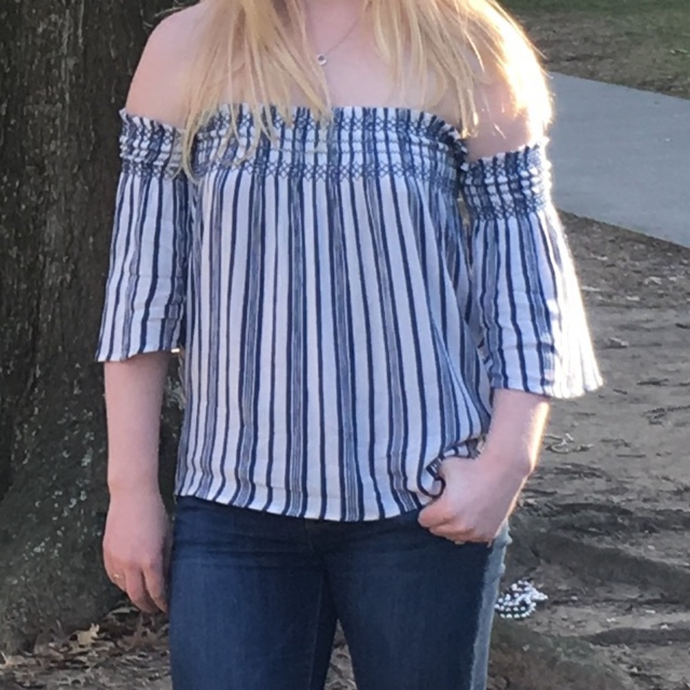 Striped Off The Shoulder Top